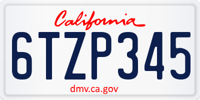 CA license plate 6TZP345