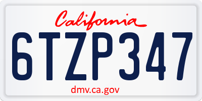 CA license plate 6TZP347