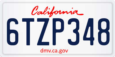 CA license plate 6TZP348
