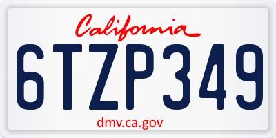 CA license plate 6TZP349