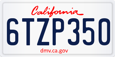 CA license plate 6TZP350