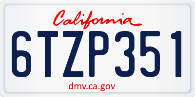 CA license plate 6TZP351