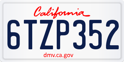 CA license plate 6TZP352