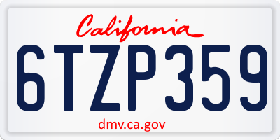 CA license plate 6TZP359