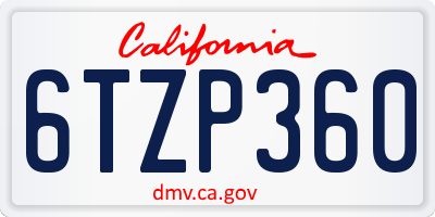 CA license plate 6TZP360