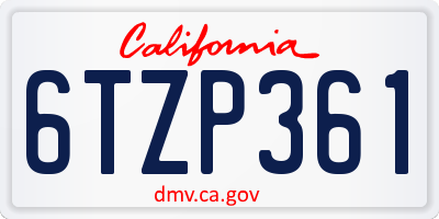 CA license plate 6TZP361