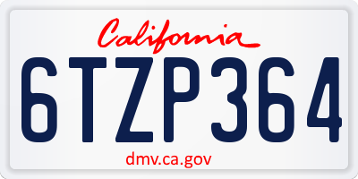 CA license plate 6TZP364