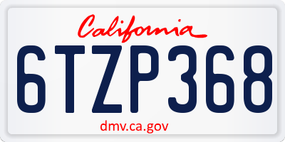 CA license plate 6TZP368
