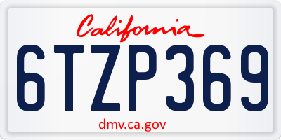 CA license plate 6TZP369