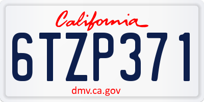 CA license plate 6TZP371