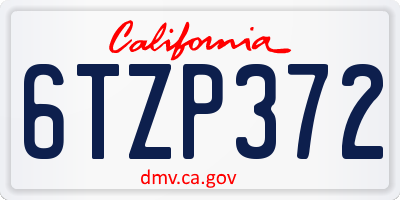 CA license plate 6TZP372