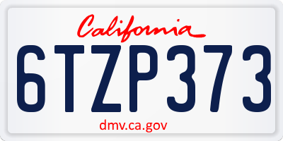CA license plate 6TZP373
