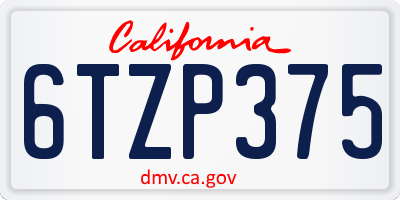 CA license plate 6TZP375