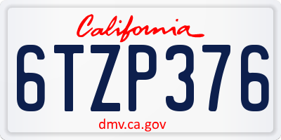 CA license plate 6TZP376