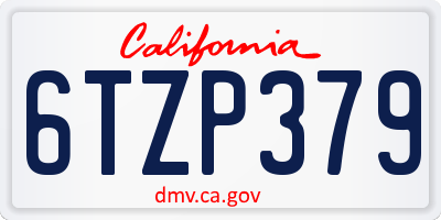 CA license plate 6TZP379
