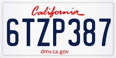 CA license plate 6TZP387