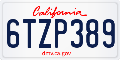 CA license plate 6TZP389