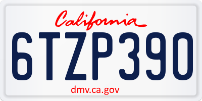 CA license plate 6TZP390