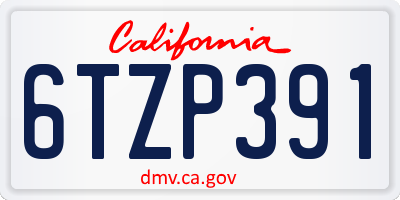 CA license plate 6TZP391