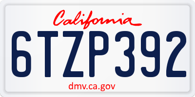 CA license plate 6TZP392