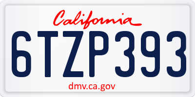 CA license plate 6TZP393