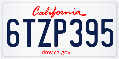 CA license plate 6TZP395
