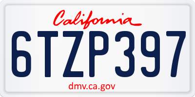 CA license plate 6TZP397