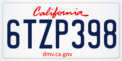 CA license plate 6TZP398
