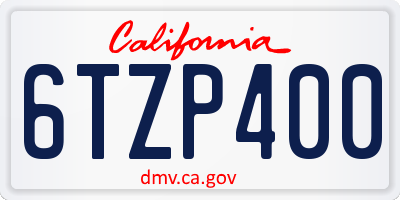 CA license plate 6TZP400