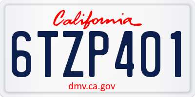 CA license plate 6TZP401