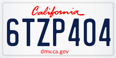 CA license plate 6TZP404