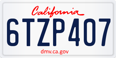 CA license plate 6TZP407