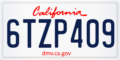 CA license plate 6TZP409