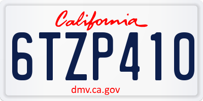 CA license plate 6TZP410