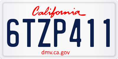 CA license plate 6TZP411
