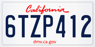 CA license plate 6TZP412