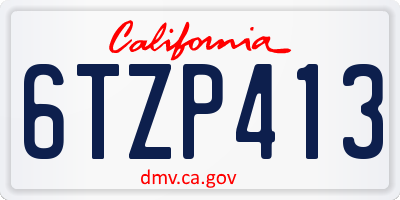 CA license plate 6TZP413