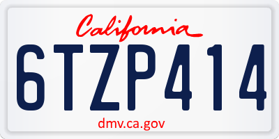 CA license plate 6TZP414