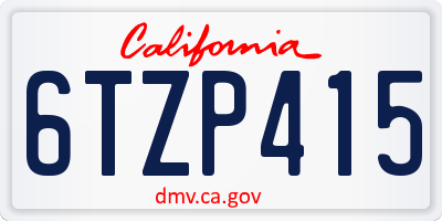 CA license plate 6TZP415