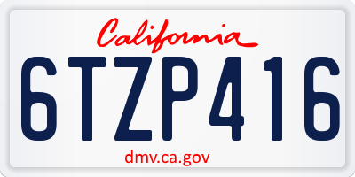 CA license plate 6TZP416