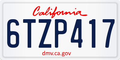 CA license plate 6TZP417
