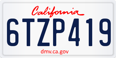 CA license plate 6TZP419