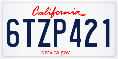 CA license plate 6TZP421