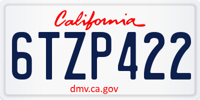 CA license plate 6TZP422