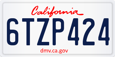 CA license plate 6TZP424