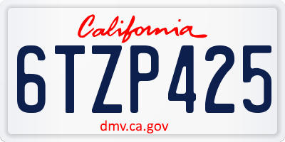 CA license plate 6TZP425