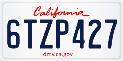 CA license plate 6TZP427