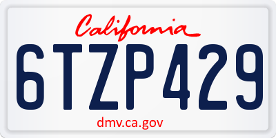 CA license plate 6TZP429