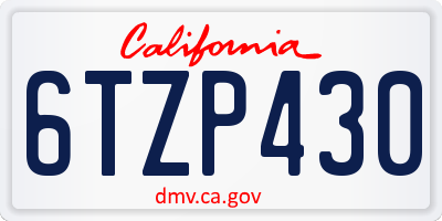 CA license plate 6TZP430
