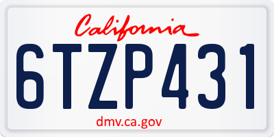 CA license plate 6TZP431